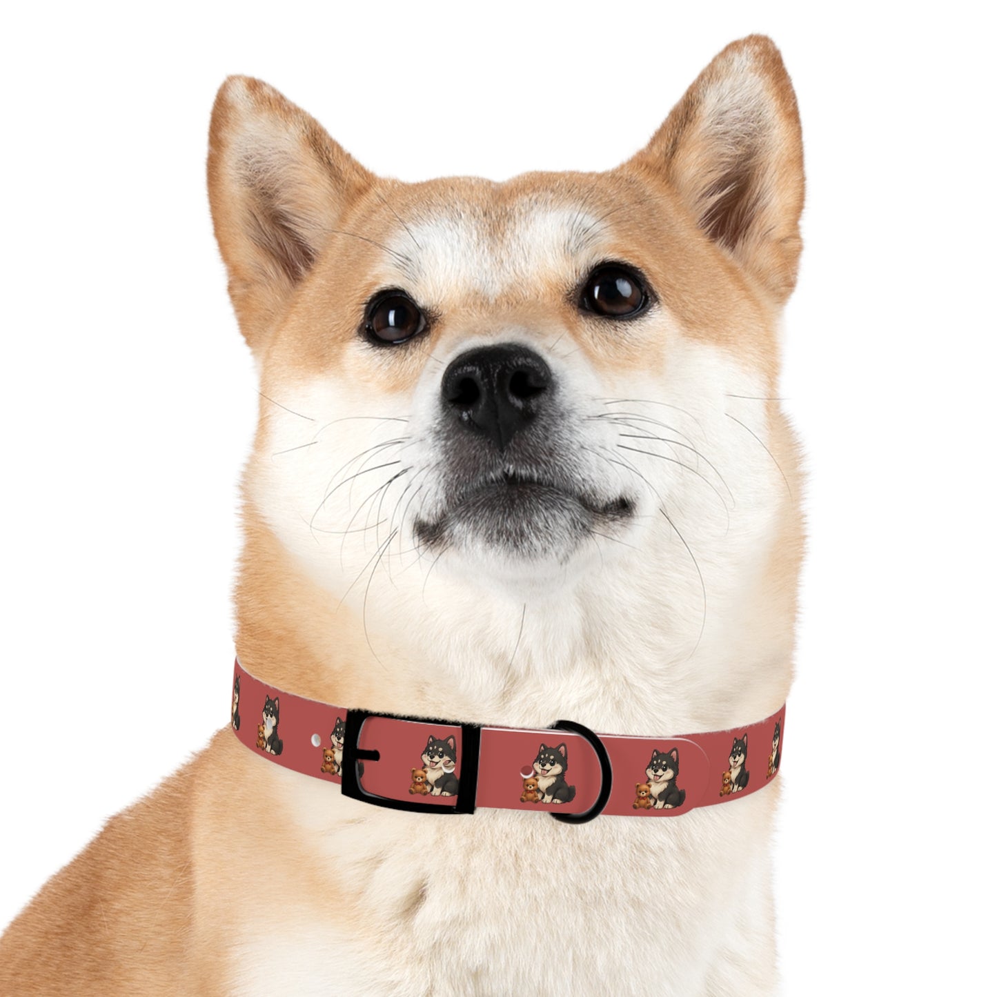 Red  Husky Pattern Dog Collar — Cute Puppy Print Collar for Small & Medium Dogs