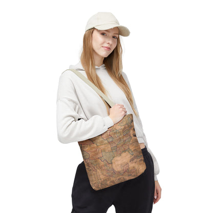 Vintage United States Map Tote Bag  Distressed Antique World Map All-Over Print Tote