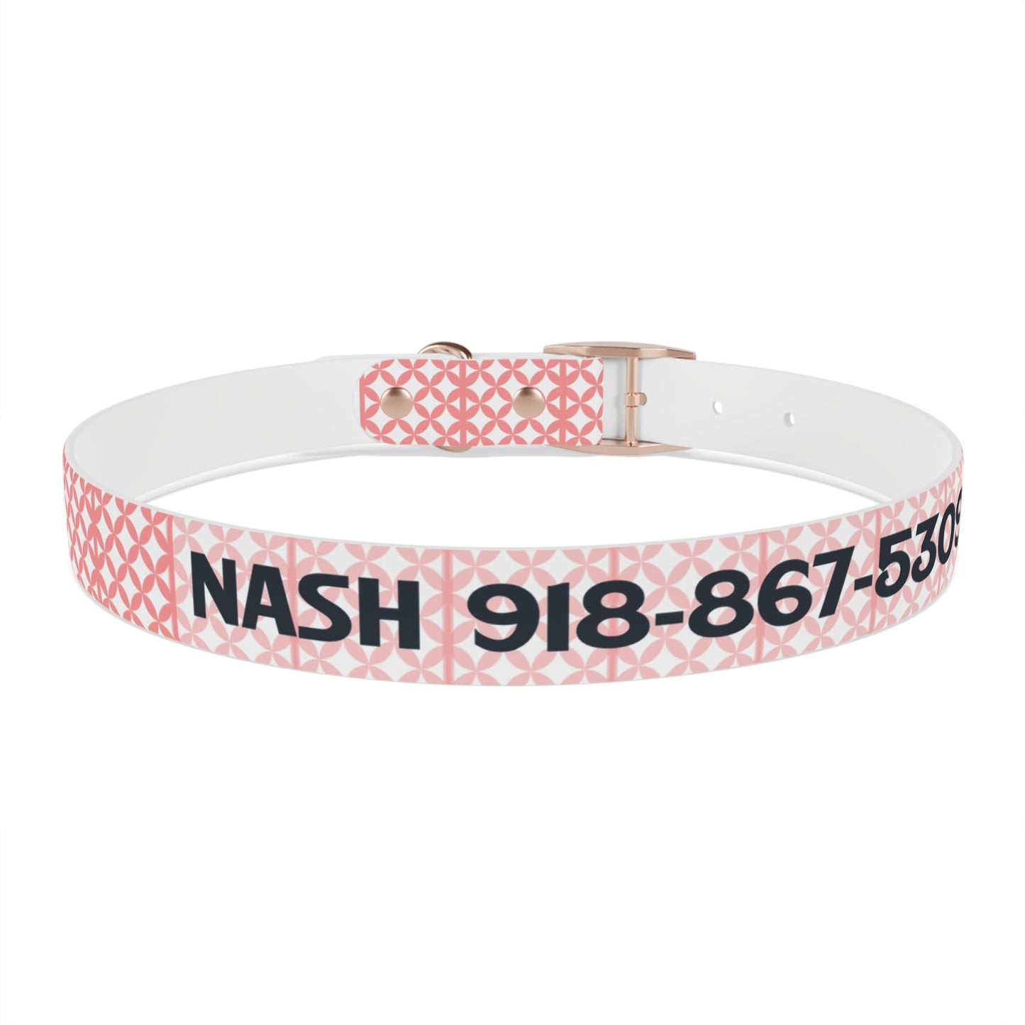 Personalized Pink Geo Dog Collar — Custom Name & Phone Number