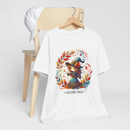 Autumn Magic Witch Tee, Fall Apparel, Halloween Shirt, Unisex Casual Tee, Seasonal Clothing, Gift for Witches