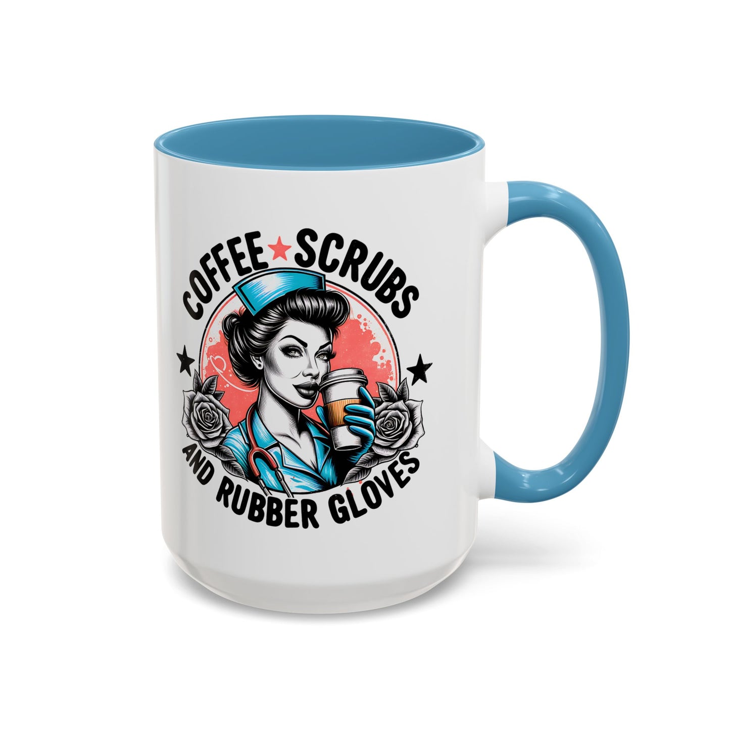 Coffee Scrubs and Rubber Gloves Coffee Lover's Accent Mug: Perfect for Nurses, Gifts for Healthcare Workers, Funny Medical Gifts, Kitchen Decor, Unique Coffee Mugs