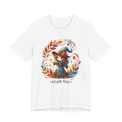 Autumn Magic Witch Tee, Fall Apparel, Halloween Shirt, Unisex Casual Tee, Seasonal Clothing, Gift for Witches