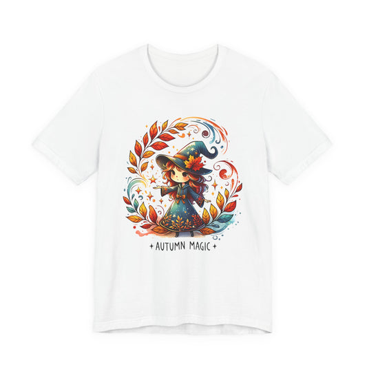 Autumn Magic Witch Tee, Fall Apparel, Halloween Shirt, Unisex Casual Tee, Seasonal Clothing, Gift for Witches