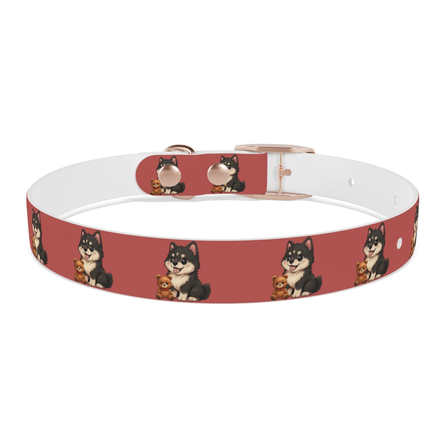 Red  Husky Pattern Dog Collar — Cute Puppy Print Collar for Small & Medium Dogs