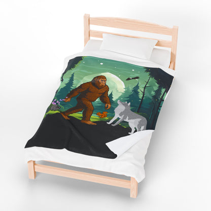 Bigfoot Adventure Velveteen Plush Blanket