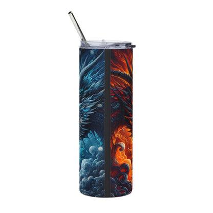 Fire and Ice Dragon Stainless Steel Tumbler | 20oz Travel Mug | Perfect for Fantasy Fans, Gift for Her, Adventurous Drinkware
