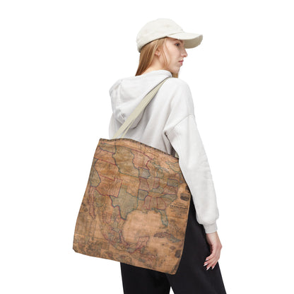 Vintage United States Map Tote Bag  Distressed Antique World Map All-Over Print Tote