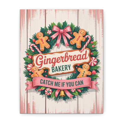 Gingerbread Bakery Holiday Canvas - "Catch Me If You Can" Christmas Wall Art