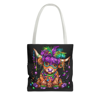 Mardi Gras Highland Cow Tote