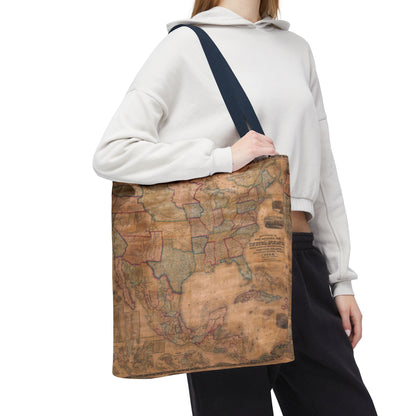 Vintage United States Map Tote Bag  Distressed Antique World Map All-Over Print Tote