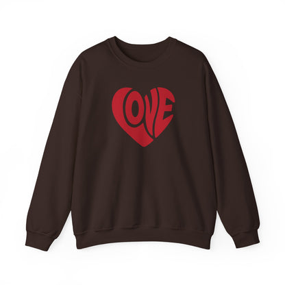 Love Heart Crewneck Sweatshirt — Retro Red Valentine Pullover