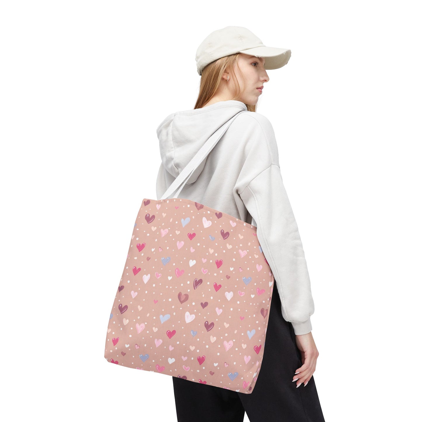 Pink Blush Heart Pattern Tote Bag