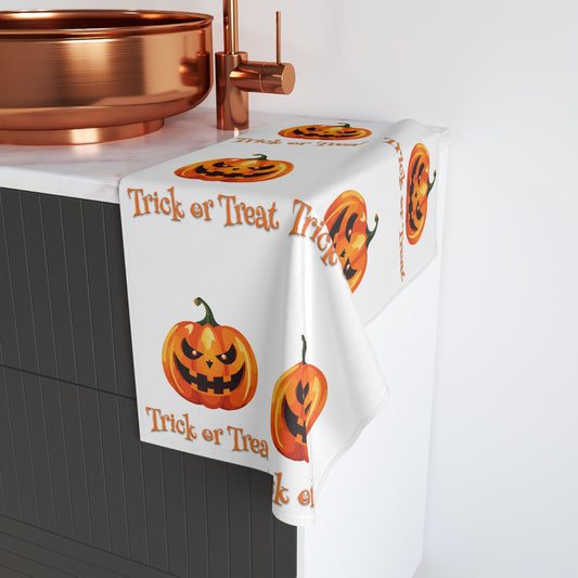 Halloween Pumpkin Trick or Treat Hand Towel, Trick or Treat Decor, Spooky Kitchen Towel, Fall Home Accessory, Holiday Gift Idea
