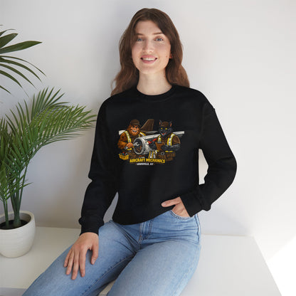 Aircraft Mechanics Crewneck Sweatshirt — Vintage Plane Techs Graphic