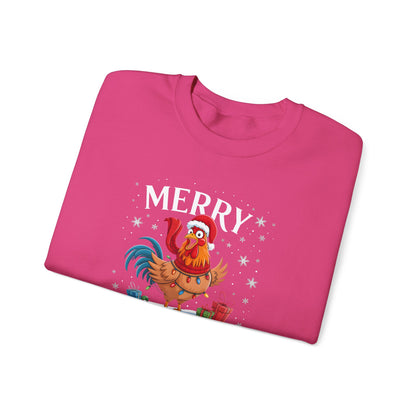 Christmas Rooster Sweatshirt - "Merry F‑Caw‑F" Funny Holiday Pullover