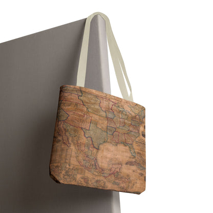 Vintage United States Map Tote Bag  Distressed Antique World Map All-Over Print Tote