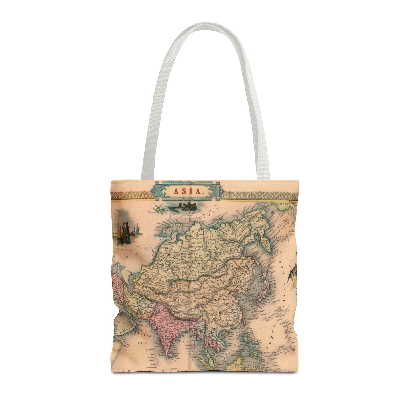Vintage Map of Asia Tote Bag 3 Sizes