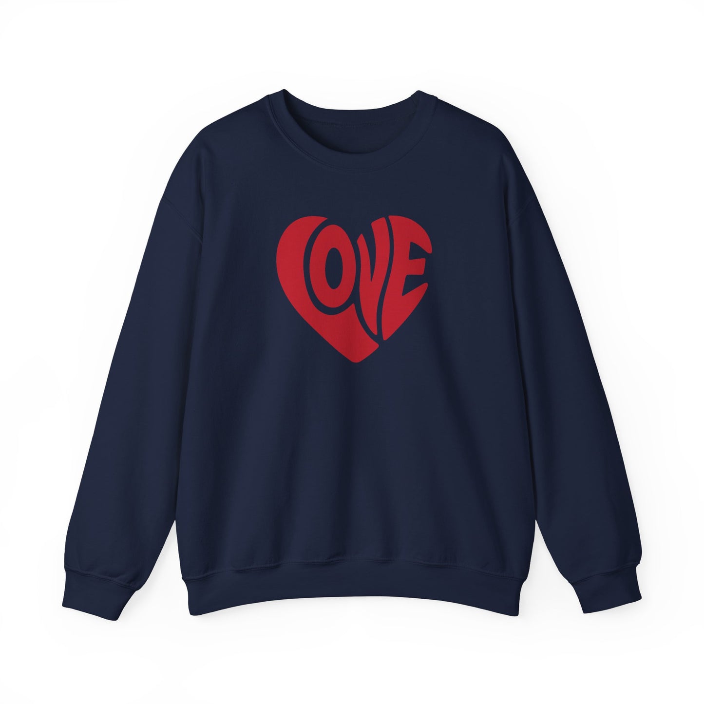 Love Heart Crewneck Sweatshirt — Retro Red Valentine Pullover