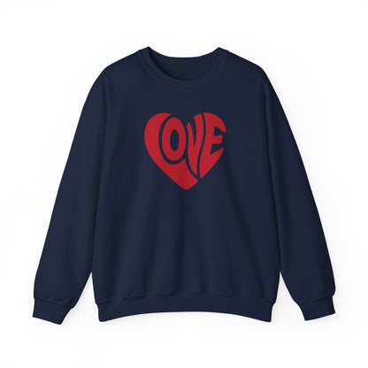 Love Heart Crewneck Sweatshirt — Retro Red Valentine Pullover