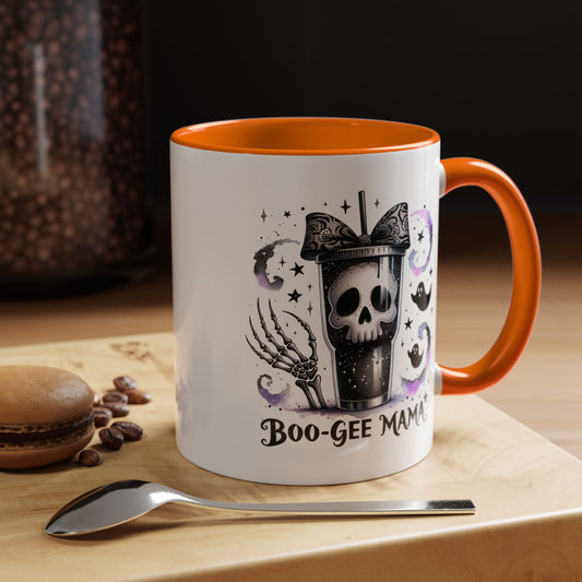 Boo-Gee Mama Spooky Halloween Coffee Mug, Boo-Gee Mama Drinkware, Cute Skeleton Mug, Witchy Gift for Moms, Unique Coffee Cup