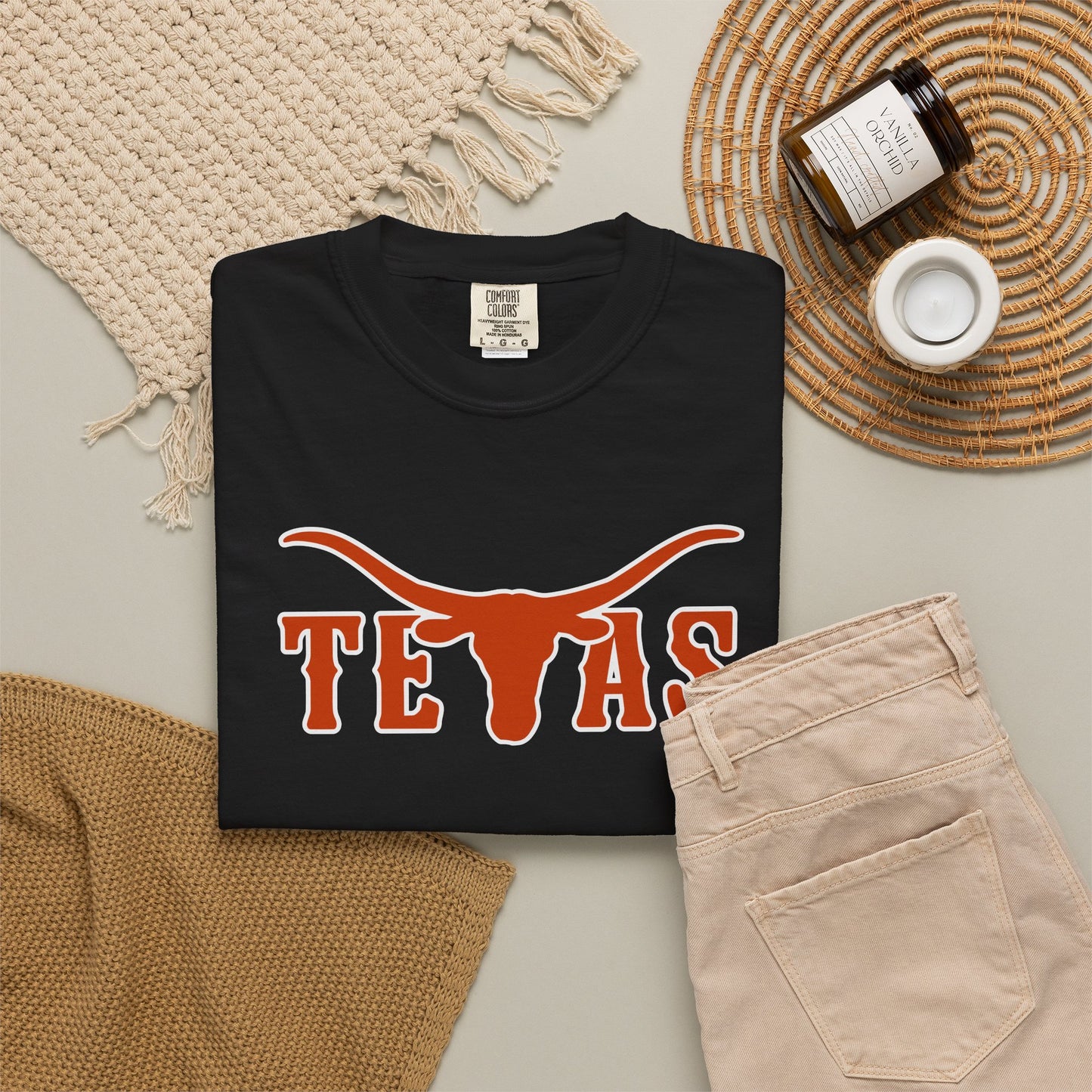 Texas Longhorns Graphic T-Shirt — Burnt Orange "TEXAS" with Longhorn Logo