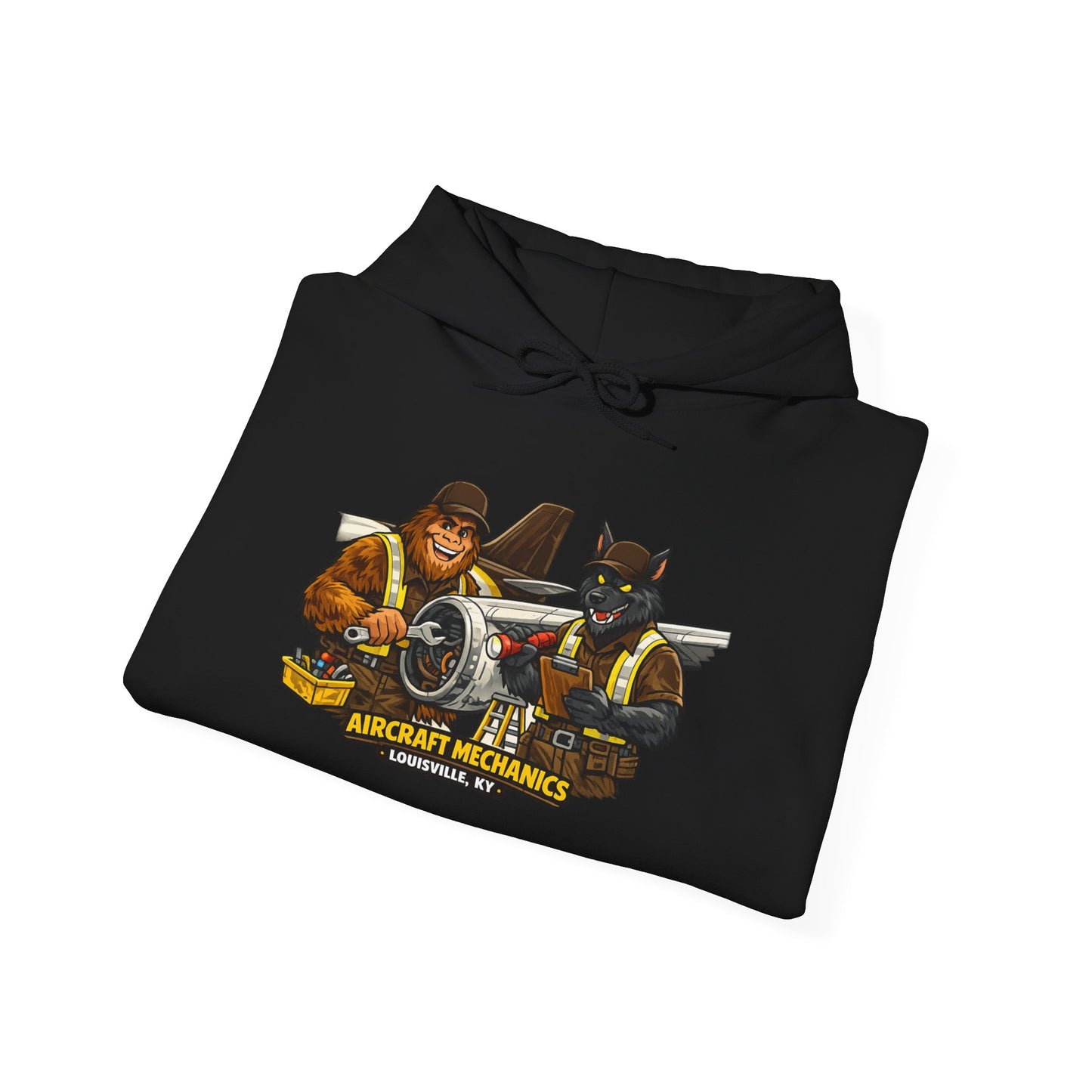 Aviation Mechanics Hoodie — Vintage Airplane Crew Pullover (Aircraft Mechanics, Engine Repair)