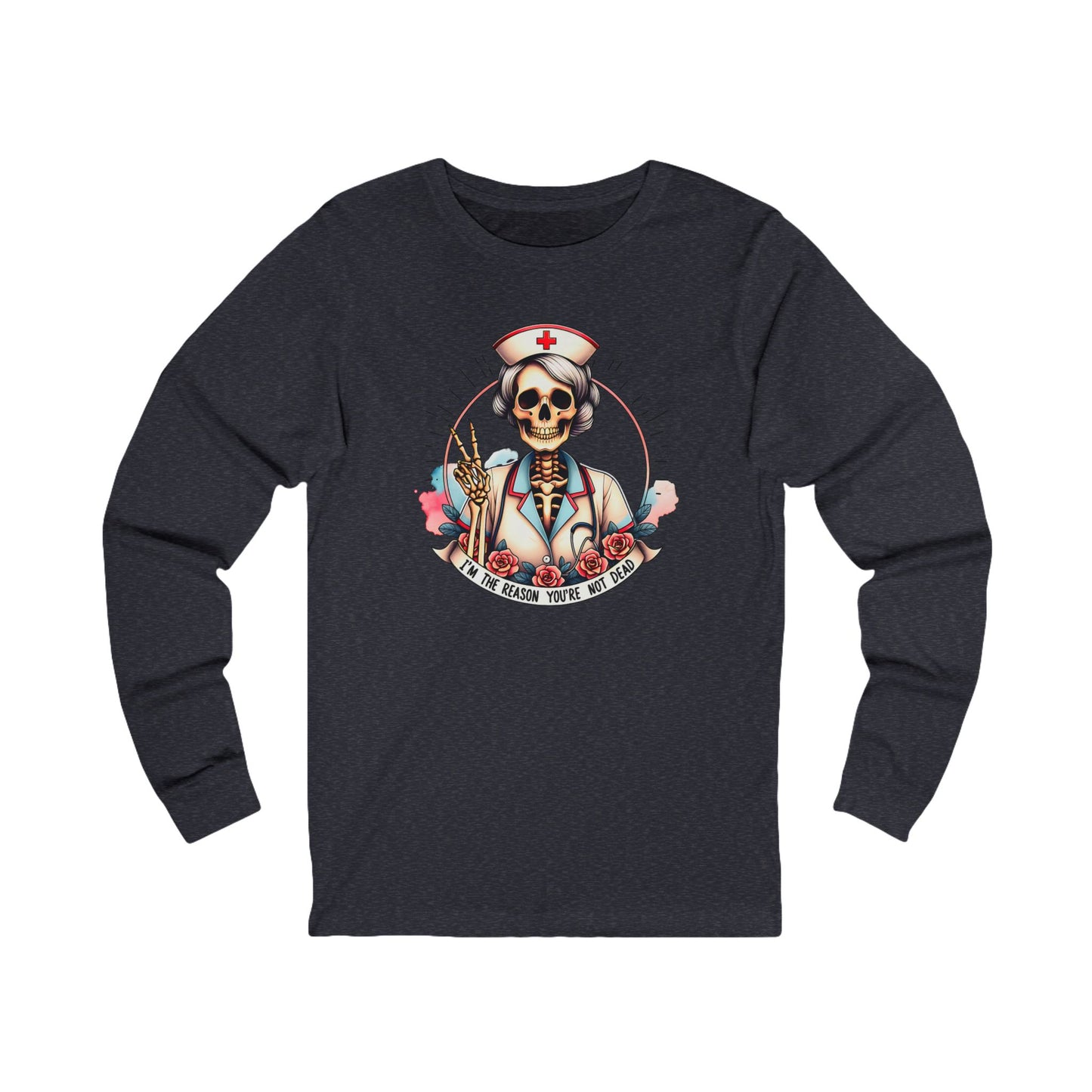 Funny Nurse Skeleton Long Sleeve Tee I'm the Reason You Aren't Dead Bella Canvas Long Sleeve Tee, Halloween Gift, Unisex Funny T-Shirt, Nurse Appreciation Shirt, Unique Medical Apparel, Spooky Shirt [...]