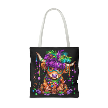 Mardi Gras Highland Cow Tote