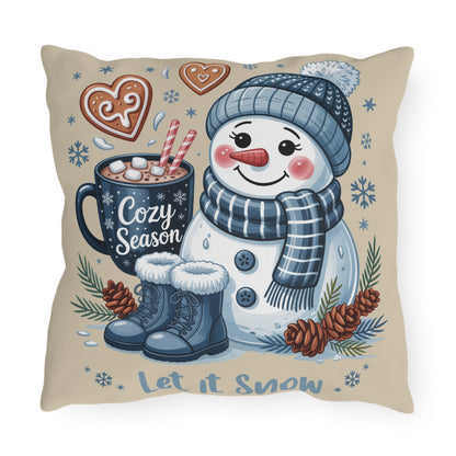 Let It Snow Snowman Indoor - Outdoor Pillow — Cozy Season Winter Decor