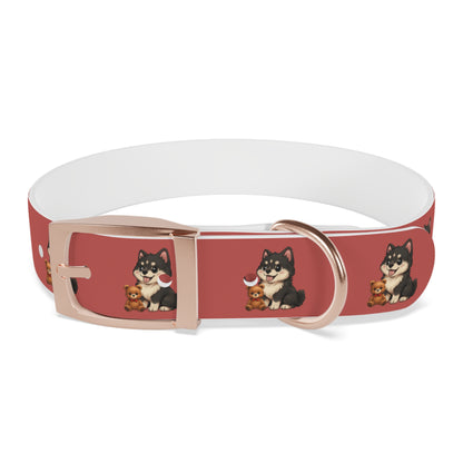 Red  Husky Pattern Dog Collar — Cute Puppy Print Collar for Small & Medium Dogs