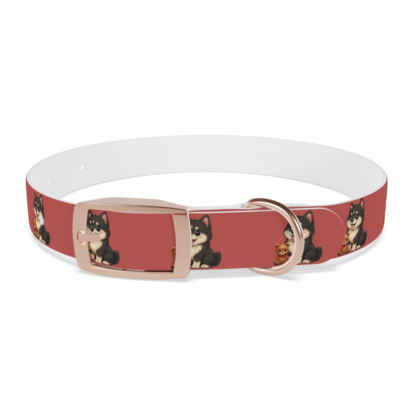 Red  Husky Pattern Dog Collar — Cute Puppy Print Collar for Small & Medium Dogs