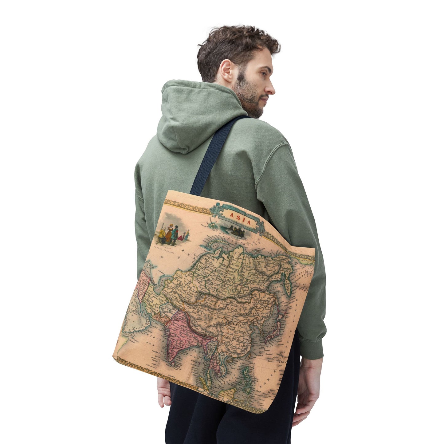 Vintage Map of Asia Tote Bag 3 Sizes