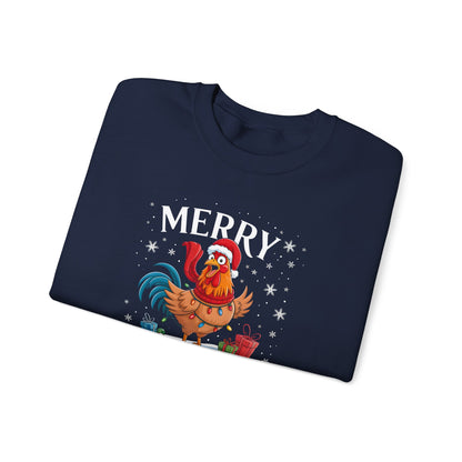Christmas Rooster Sweatshirt - "Merry F‑Caw‑F" Funny Holiday Pullover