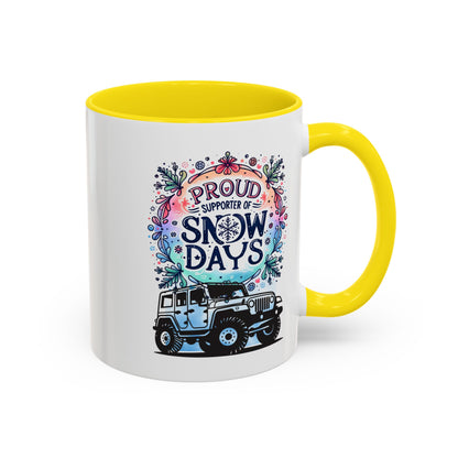 JEEP Coffee Mug Proud Supporter of Snow Days Jeep Coffee Mug, Accent Mug for Jeep Lovers, Winter Beverage Cup, Holiday Gift Idea, Fun Travel Mug