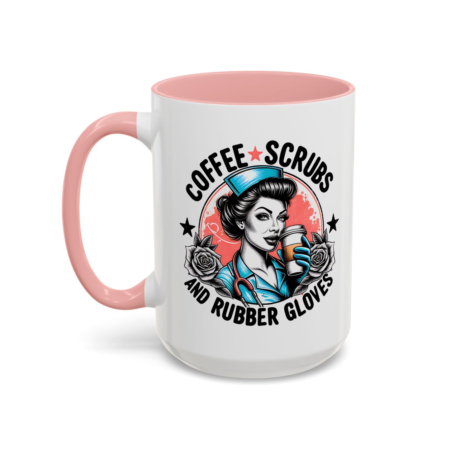 Coffee Scrubs and Rubber Gloves Coffee Lover's Accent Mug: Perfect for Nurses, Gifts for Healthcare Workers, Funny Medical Gifts, Kitchen Decor, Unique Coffee Mugs