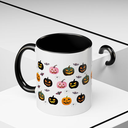 Spooky Pumpkin Accent Coffee Mug - Halloween Decor, Autumn Gift, Fall Kitchenware, Unique Coffee Cup, Trick or Treat
