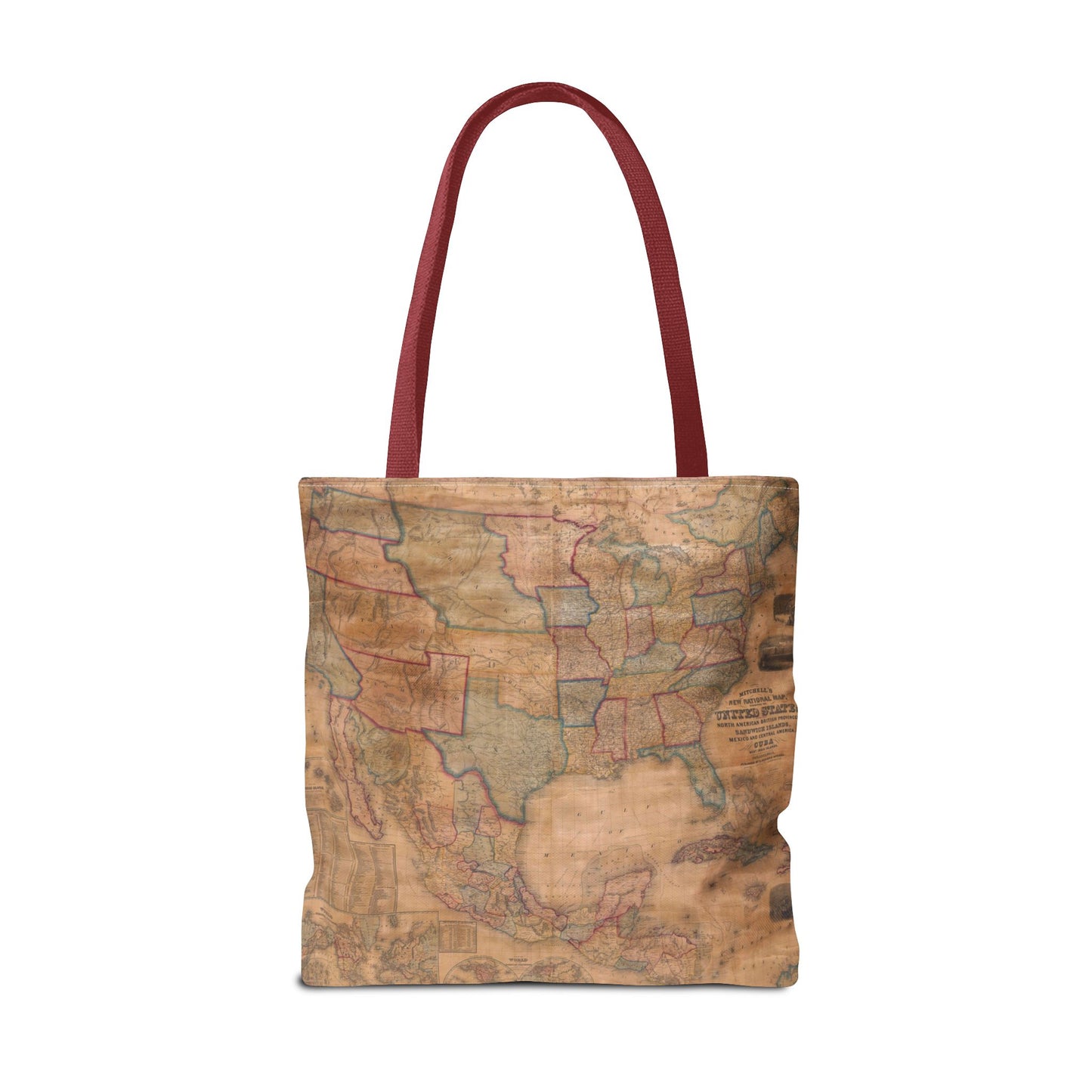 Vintage United States Map Tote Bag  Distressed Antique World Map All-Over Print Tote