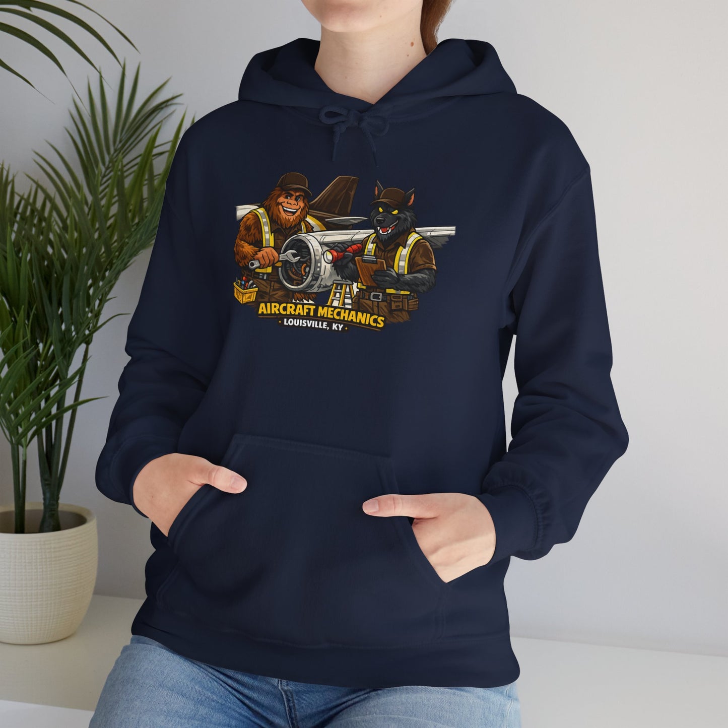 Aviation Mechanics Hoodie — Vintage Airplane Crew Pullover (Aircraft Mechanics, Engine Repair)