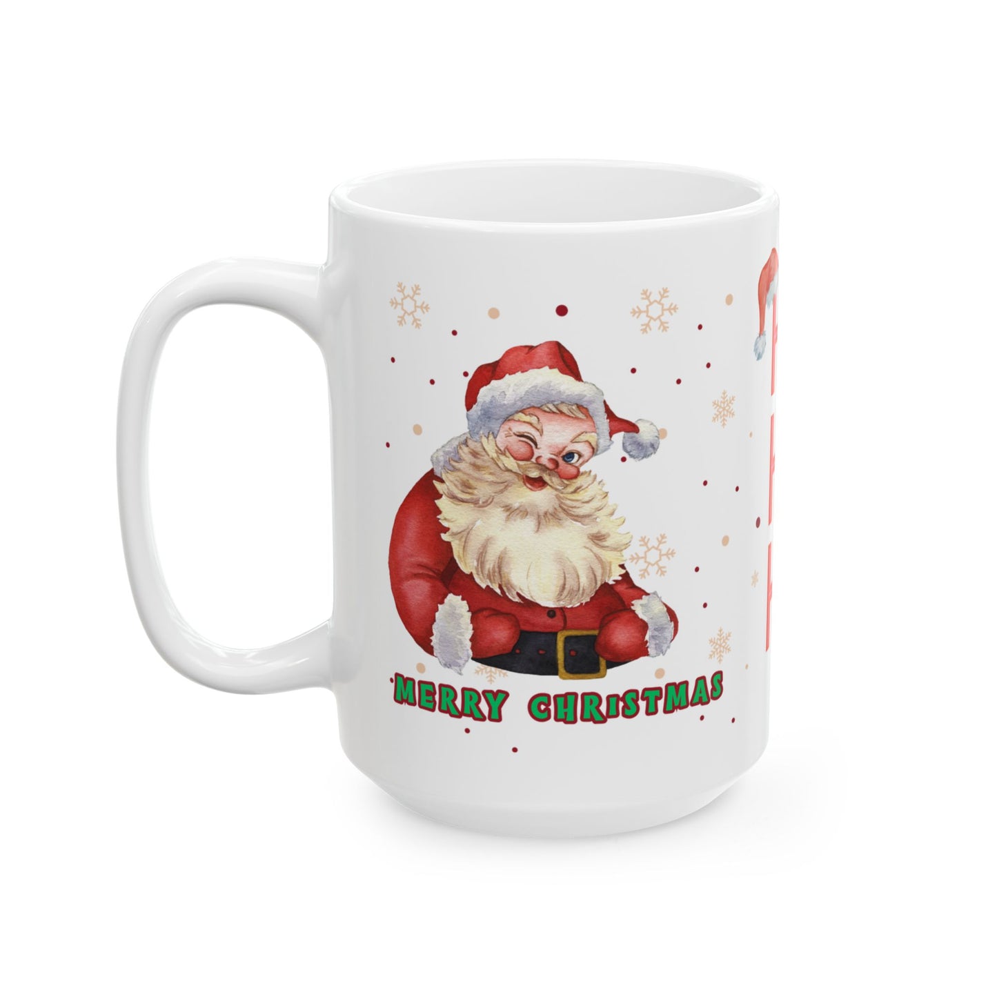 Merry Christmas 15oz Mug - HO HO HO Christmas Ceramic Cup