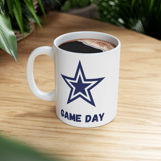Dallas Cowboys Game Day Ceramic Mug Perfect for Sports Fans, Coffee Lovers, Gift for Birthdays, Tailgating, Home Decor