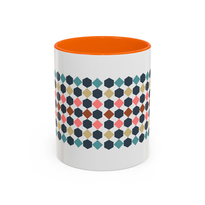 Hex Style Accent 11oz and 15oz Coffee Mug Geometric Pattern Ceramic Cup Gift for Coffee Lovers, Home Decor, Office Mug, Unique Kitchenware