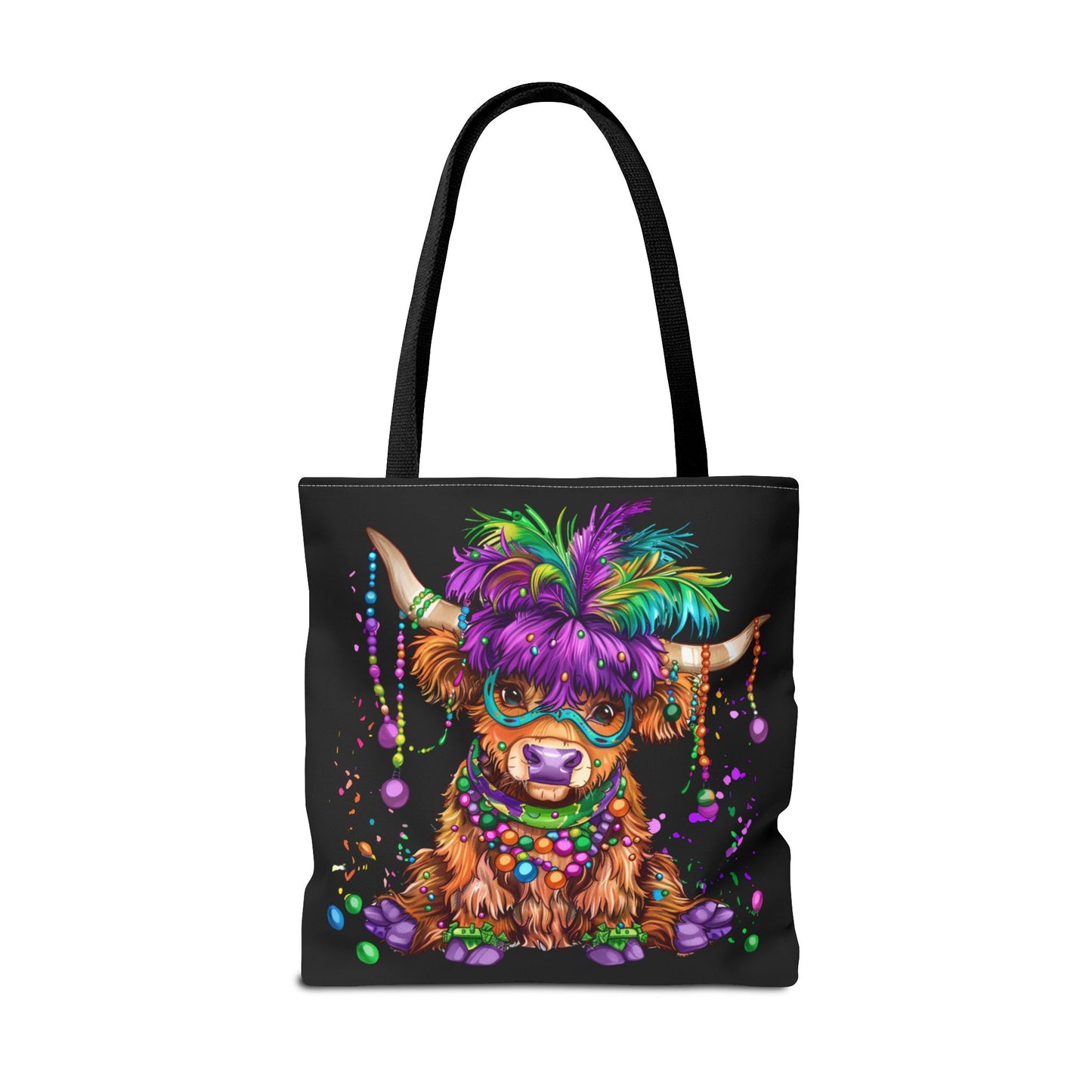 Mardi Gras Highland Cow Tote