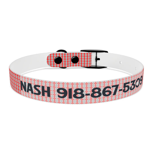Highland Red Plaid Personalized Dog Collar — Custom Name & Phone Number