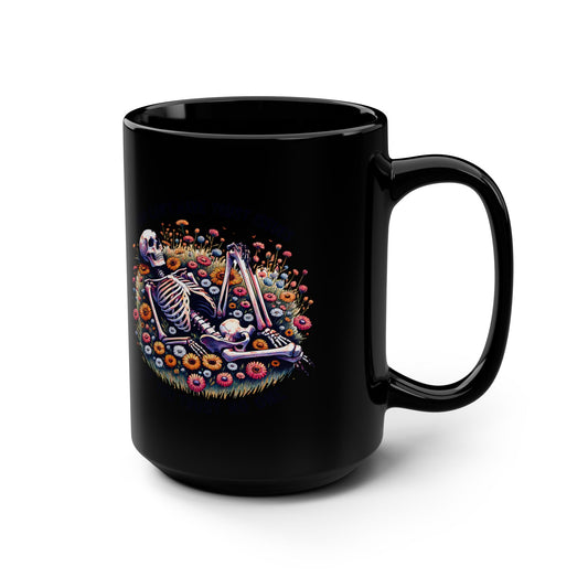 Trust No One Skeleton  Black Mug, 15oz | Fun Gift for Halloween, Coffee Lovers, Art Lovers, Home Decor, Unique Mug