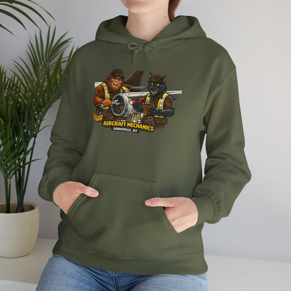 Aviation Mechanics Hoodie — Vintage Airplane Crew Pullover (Aircraft Mechanics, Engine Repair)