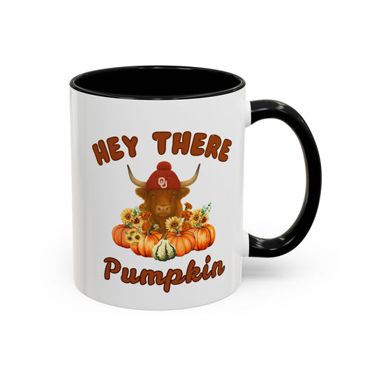 Highland Cow Sooner Fan Mug 11oz and 15oz Hey There Pumpkin Coffee Mug, Fall Gifts, Autumn Decor, Cute Pumpkin Mug, Seasonal Coffee Cups, Thanksgiving Mugs