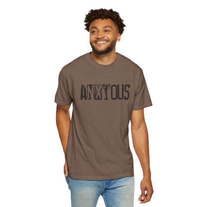 Anxious Graphic T-Shirt — Distressed Text Mental Health Awareness Tee