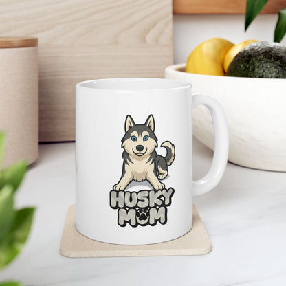 Husky Mom Ceramic Mug 11oz 15oz - Perfect for Cozy Mornings, Gifts, Home Decor, Coffee Lovers, Holiday Cheer