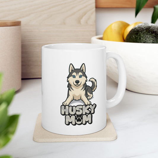 Husky Mom Ceramic Mug 11oz 15oz - Perfect for Cozy Mornings, Gifts, Home Decor, Coffee Lovers, Holiday Cheer