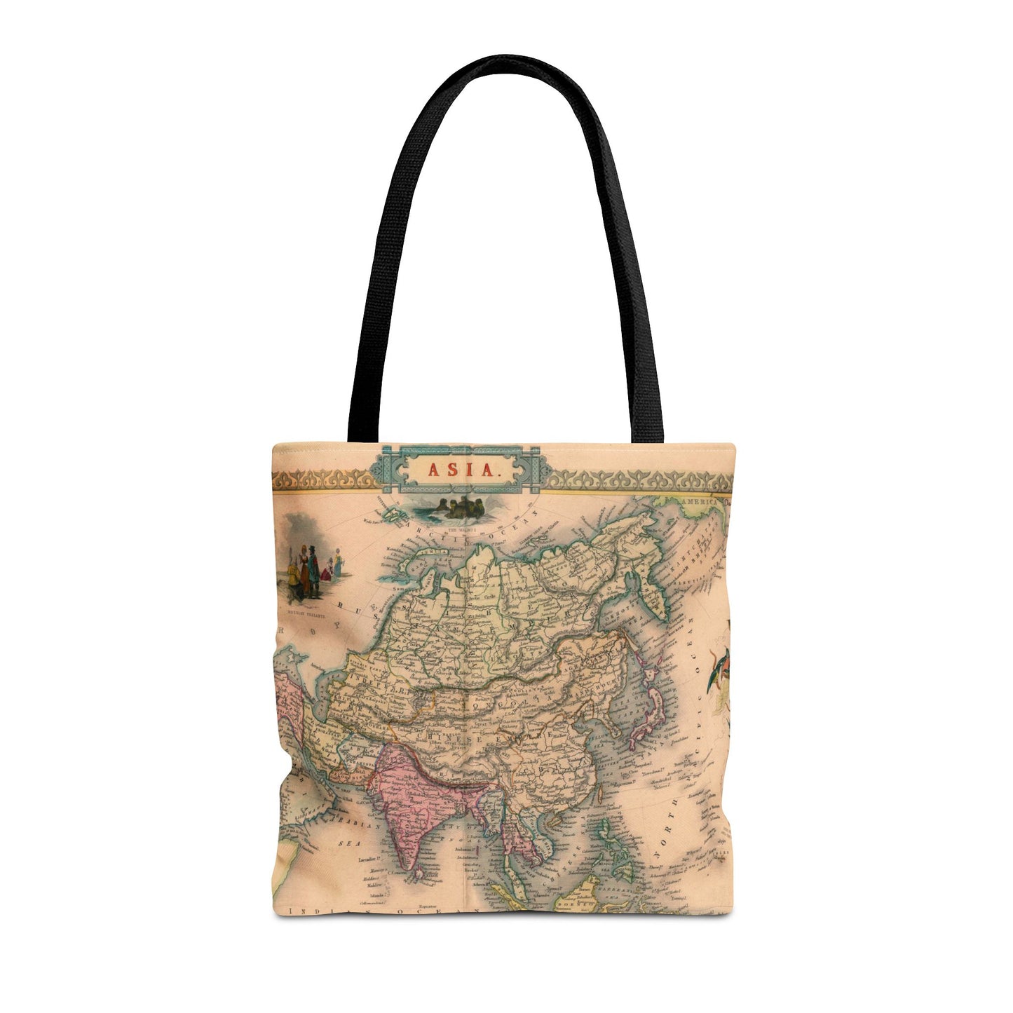 Vintage Map of Asia Tote Bag 3 Sizes